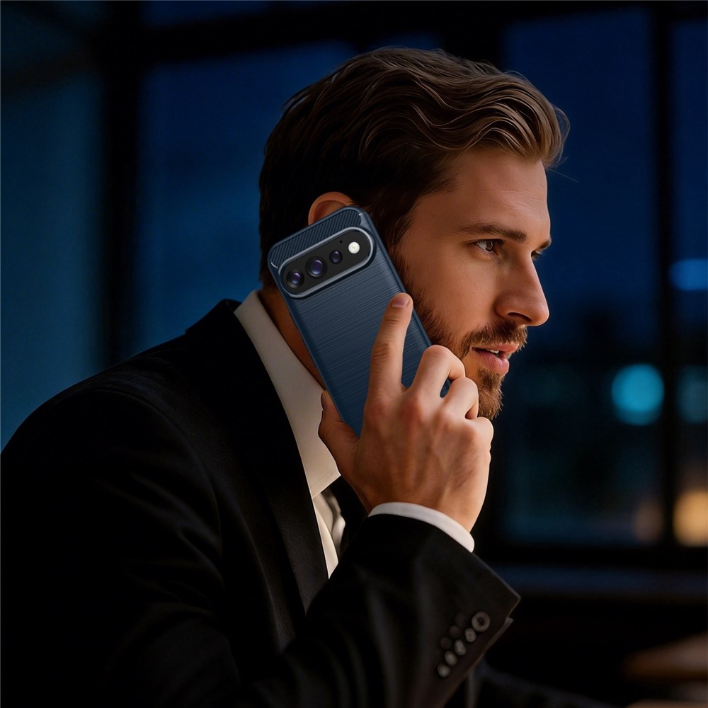 Karbonból készült, strapabíró gél tok a Google Pixel 11 Pro/11-hez – kék