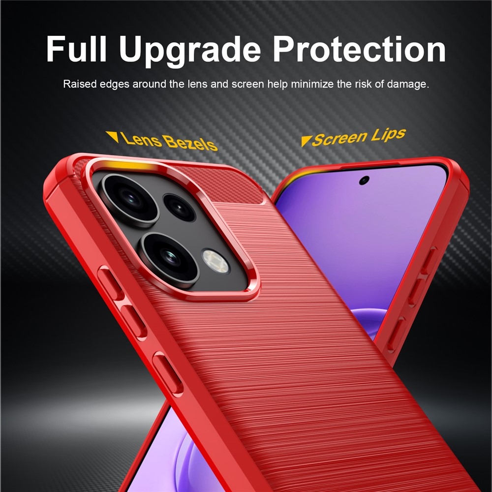 Karbonhatású, strapabíró gél tok az Oppo Reno 16 FS 5G-hez – piros