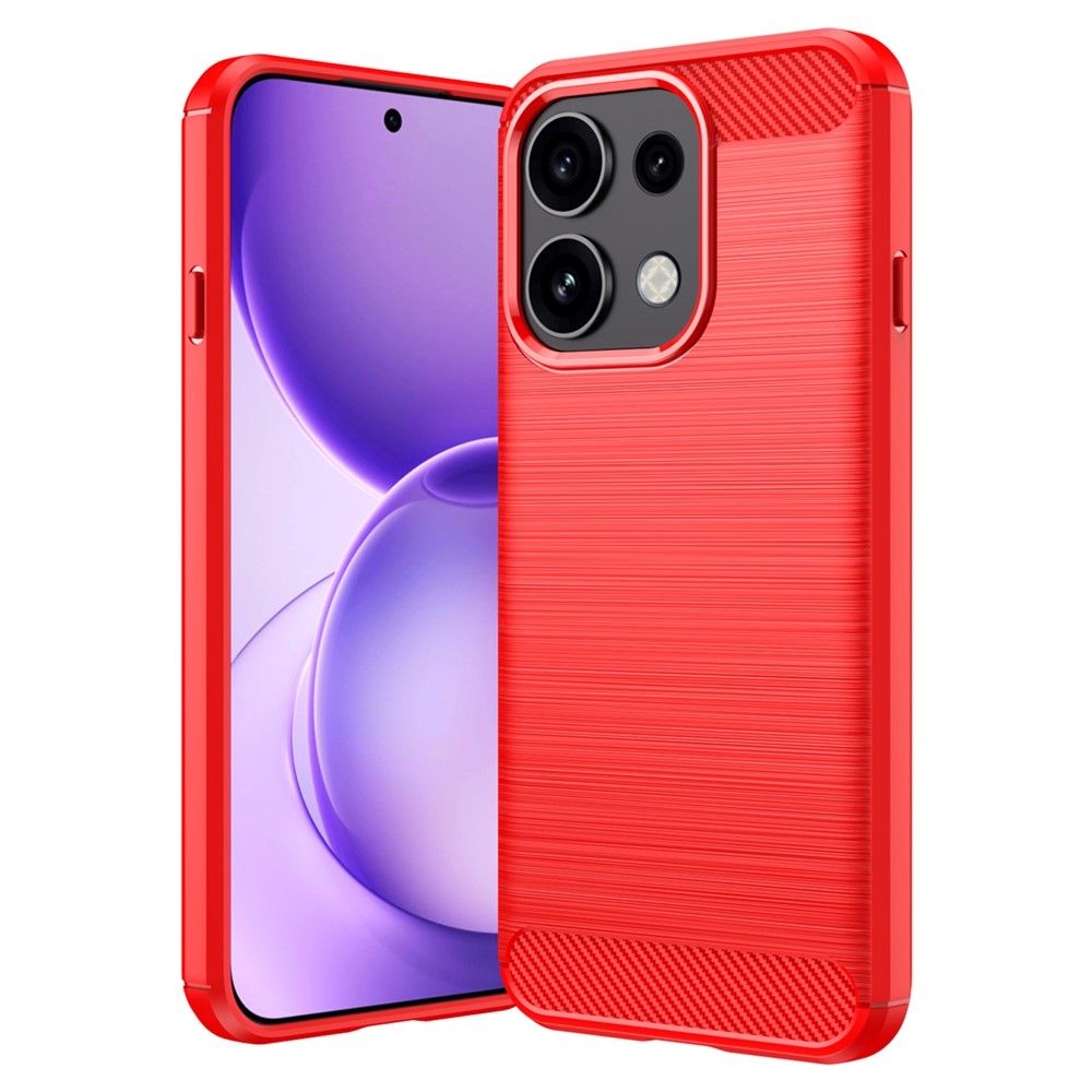 Karbonhatású, strapabíró gél tok az Oppo Reno 16 FS 5G-hez – piros