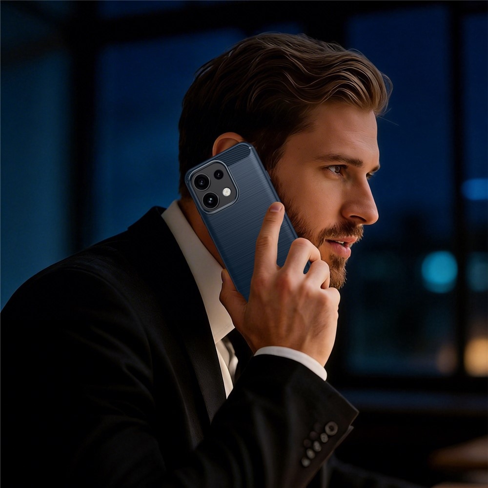 Karbonhatású, strapabíró gél tok az Oppo Reno 16 FS 5G-hez – kék