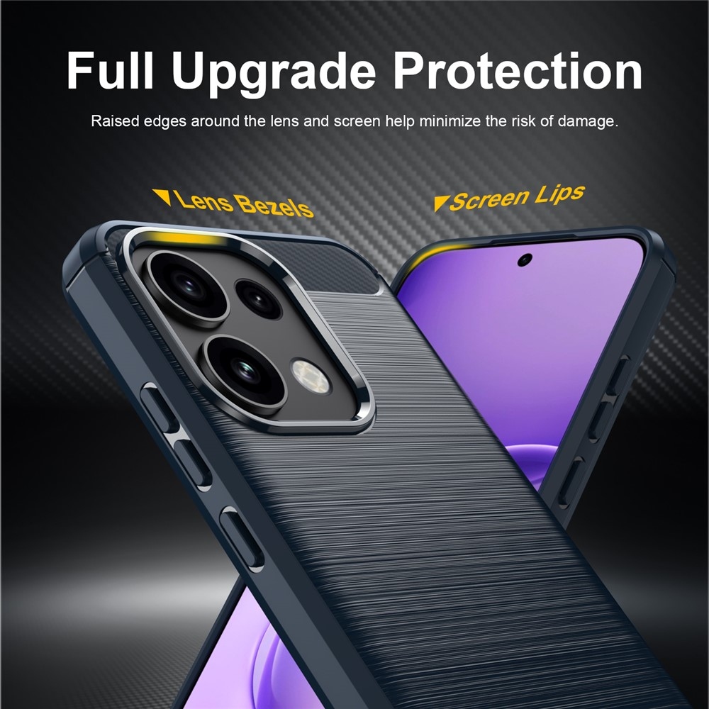 Karbonhatású, strapabíró gél tok az Oppo Reno 16 FS 5G-hez – kék