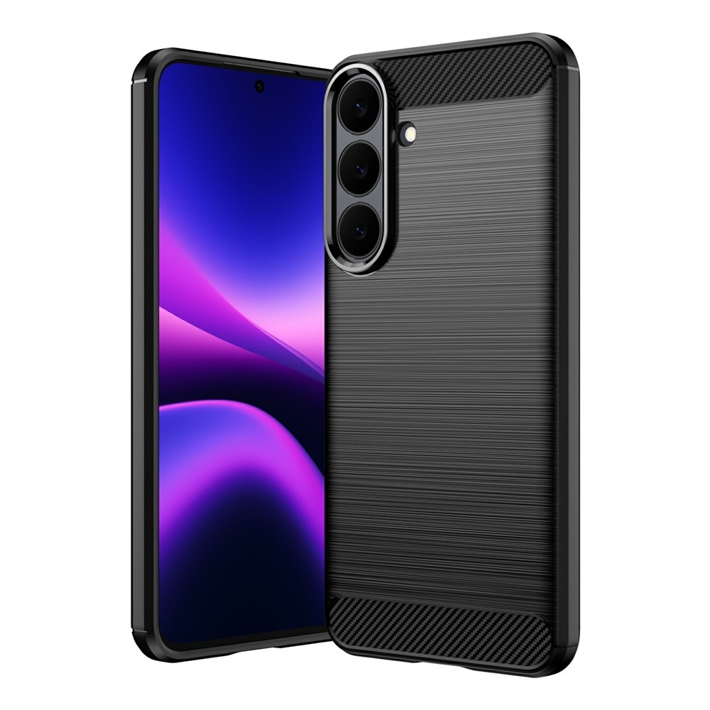 Karbonhatású, strapabíró gél tok a Samsung Galaxy S26 FE-hez – fekete
