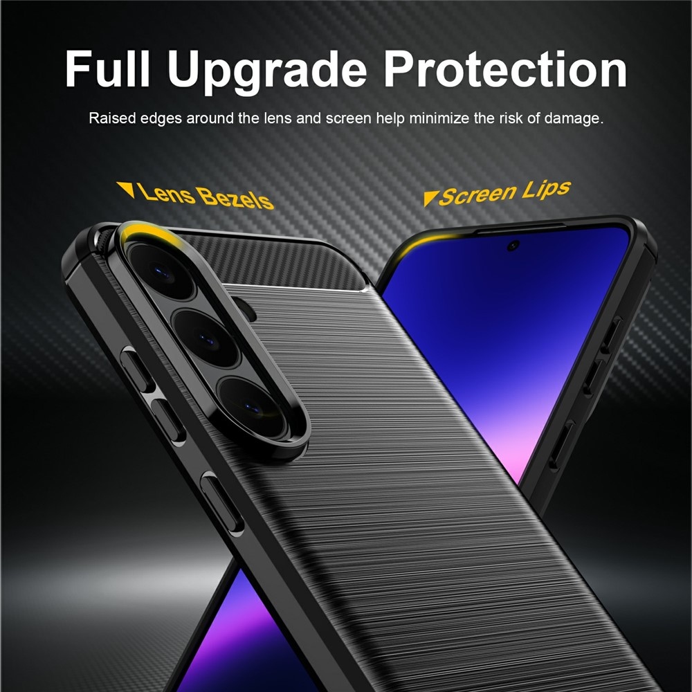 Karbonhatású, strapabíró gél tok a Samsung Galaxy S26 FE-hez – fekete