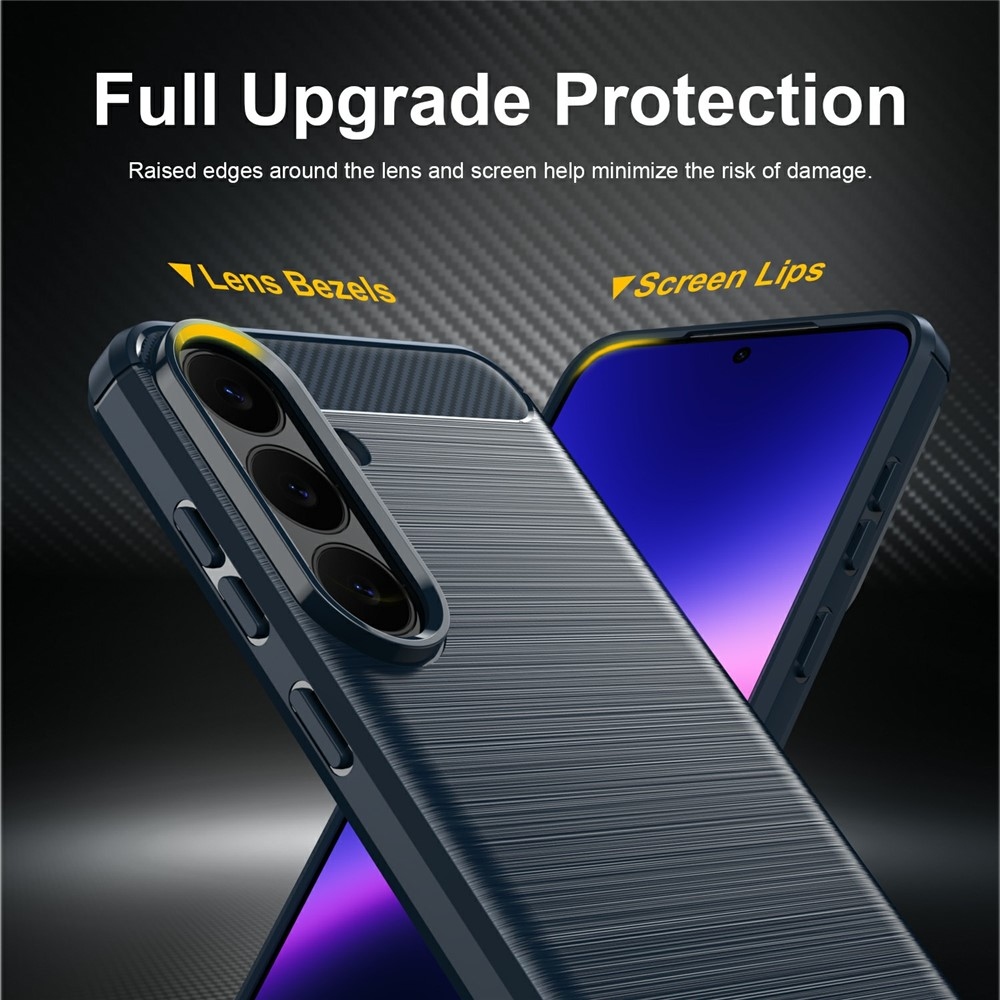 Karbonból készült, strapabíró gél tok a Samsung Galaxy S26 FE-hez – kék