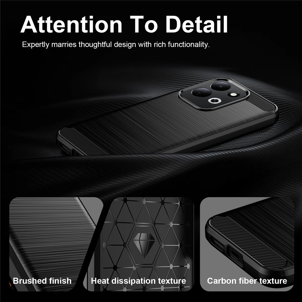 Karbonhatású, strapabíró gél tok a Xiaomi Redmi 17 4G/5G-hez – fekete