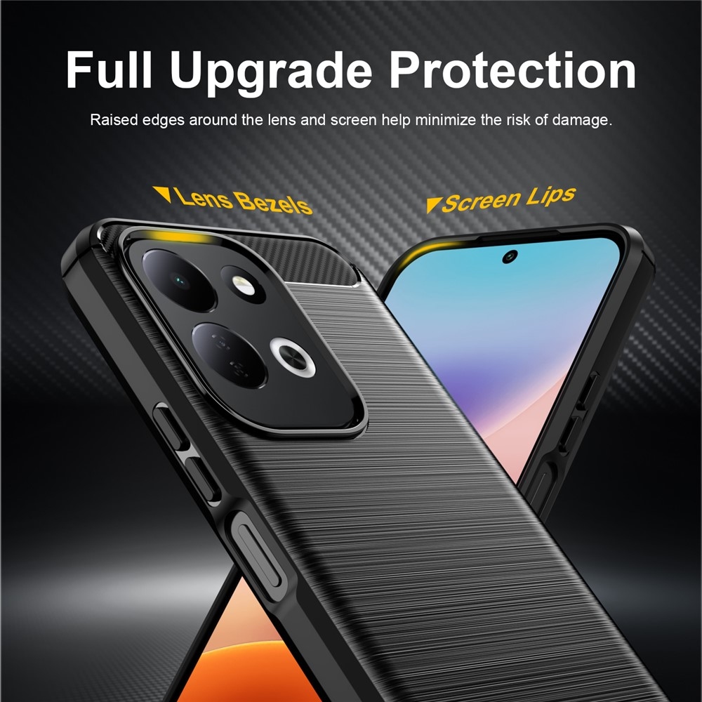 Karbonhatású, strapabíró gél tok a Xiaomi Redmi 17 4G/5G-hez – fekete