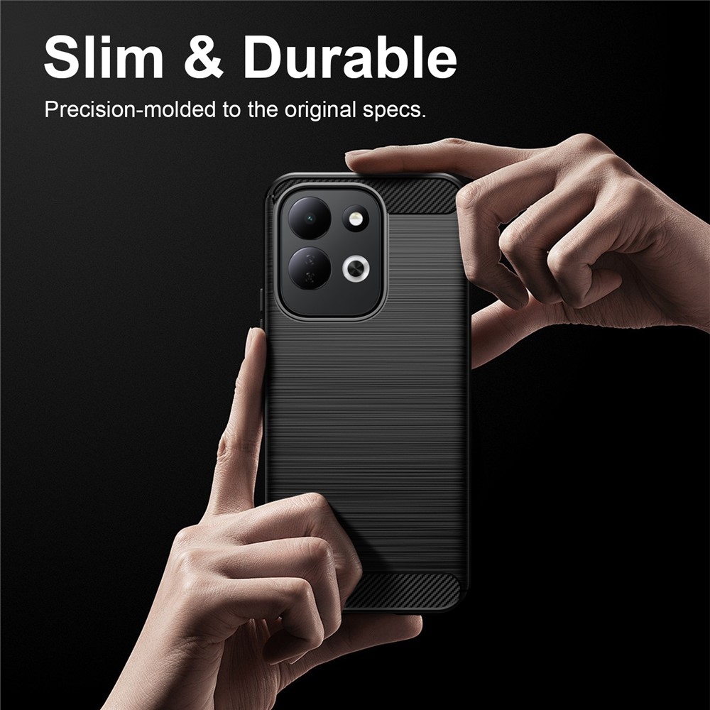 Karbonhatású, strapabíró gél tok a Xiaomi Redmi 17 4G/5G-hez – fekete