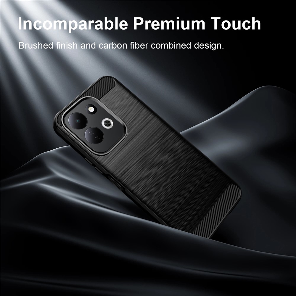 Karbonhatású, strapabíró gél tok a Xiaomi Redmi 17 4G/5G-hez – fekete