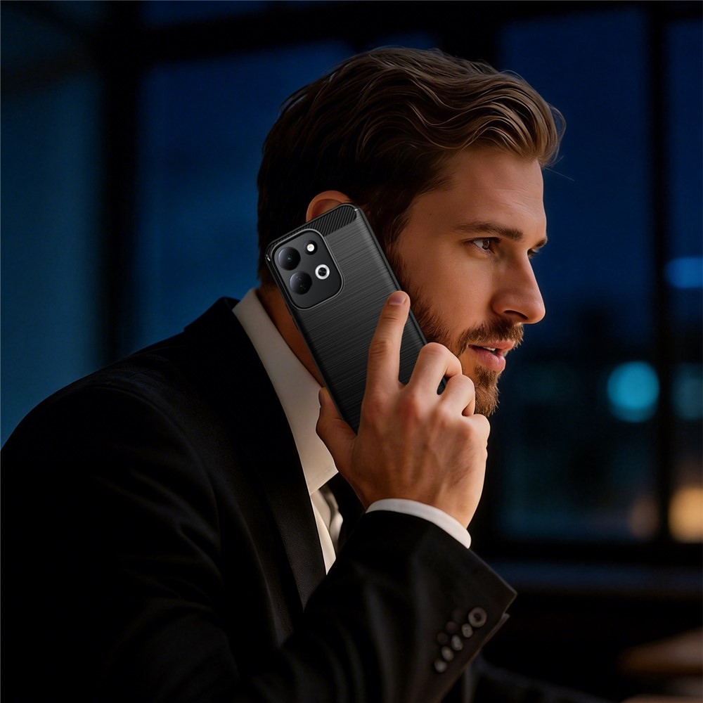 Karbonhatású, strapabíró gél tok a Xiaomi Redmi 17 4G/5G-hez – fekete
