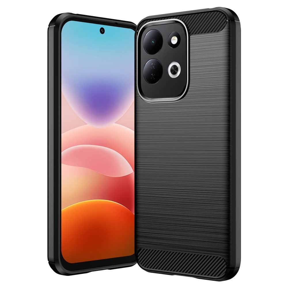 Karbonhatású, strapabíró gél tok a Xiaomi Redmi 17 4G/5G-hez – fekete
