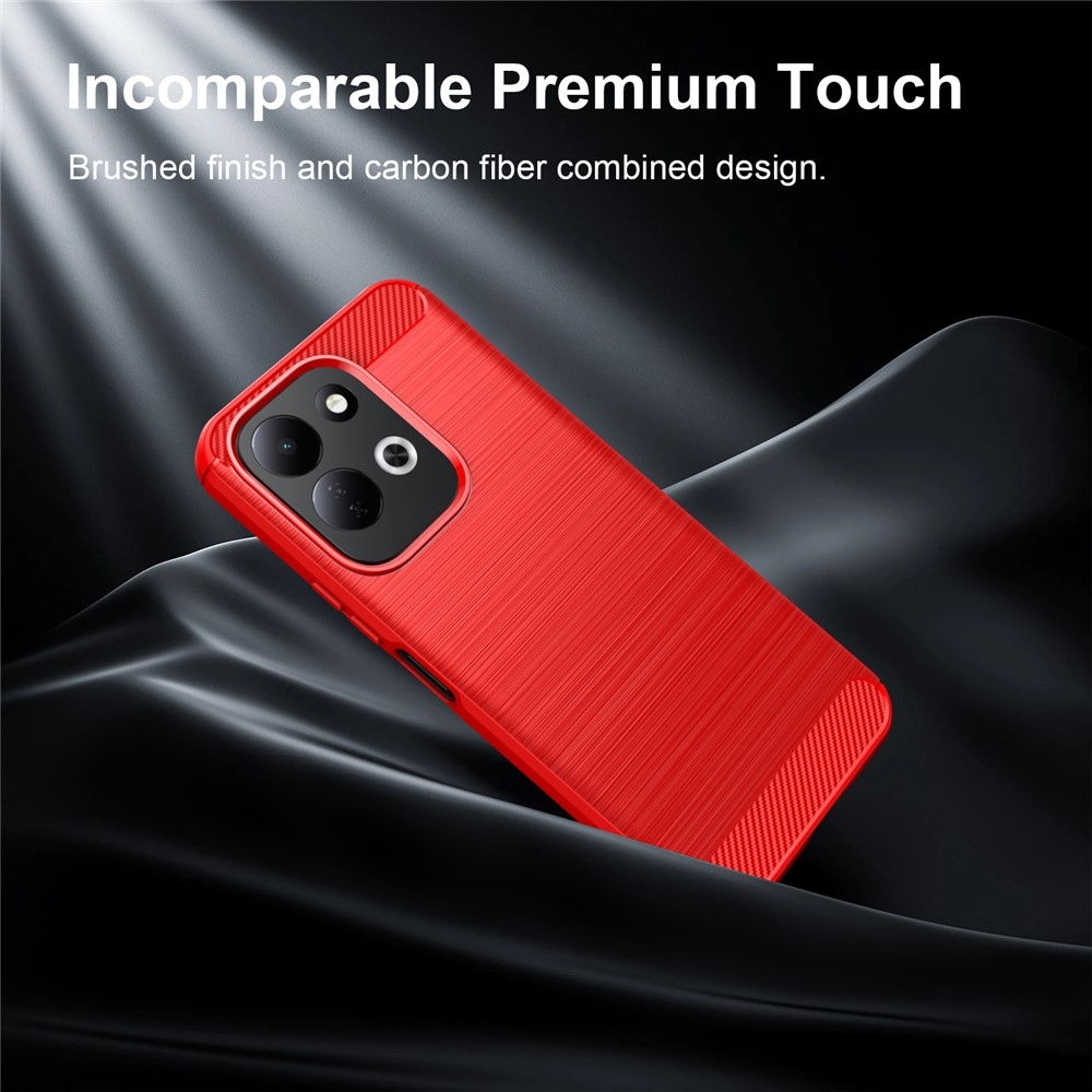 Karbonhatású, strapabíró gél tok a Xiaomi Redmi 17 4G/5G-hez – piros
