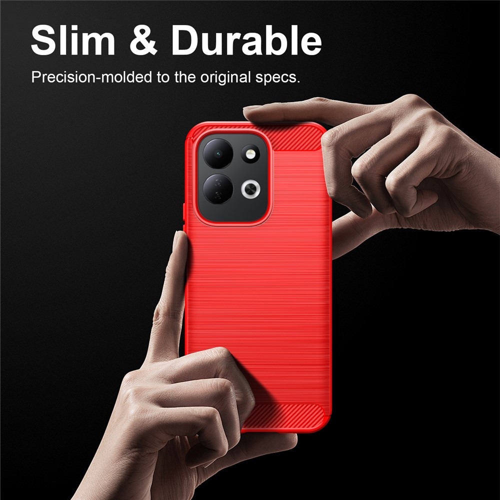Karbonhatású, strapabíró gél tok a Xiaomi Redmi 17 4G/5G-hez – piros