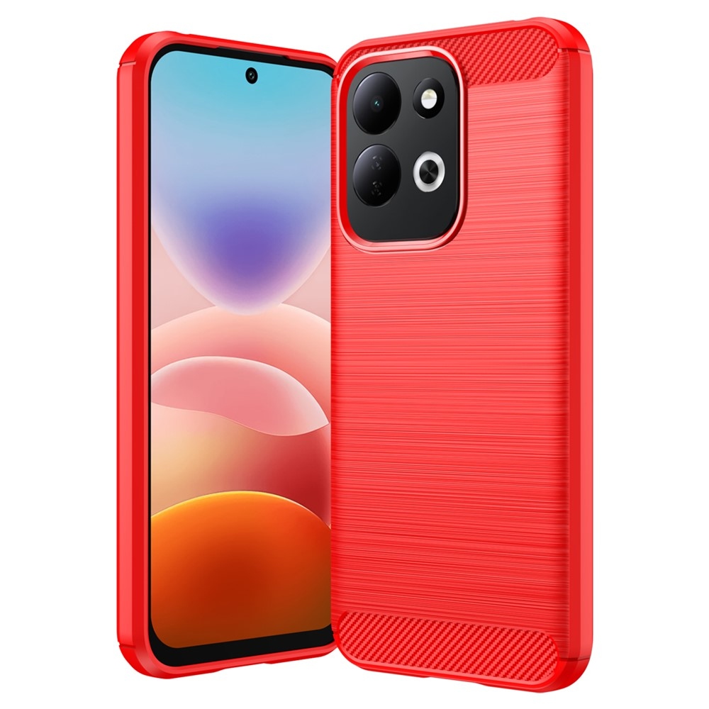 Karbonhatású, strapabíró gél tok a Xiaomi Redmi 17 4G/5G-hez – piros