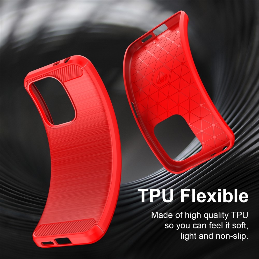 Karbonhatású, strapabíró gél tok a Xiaomi Redmi 17 4G/5G-hez – piros