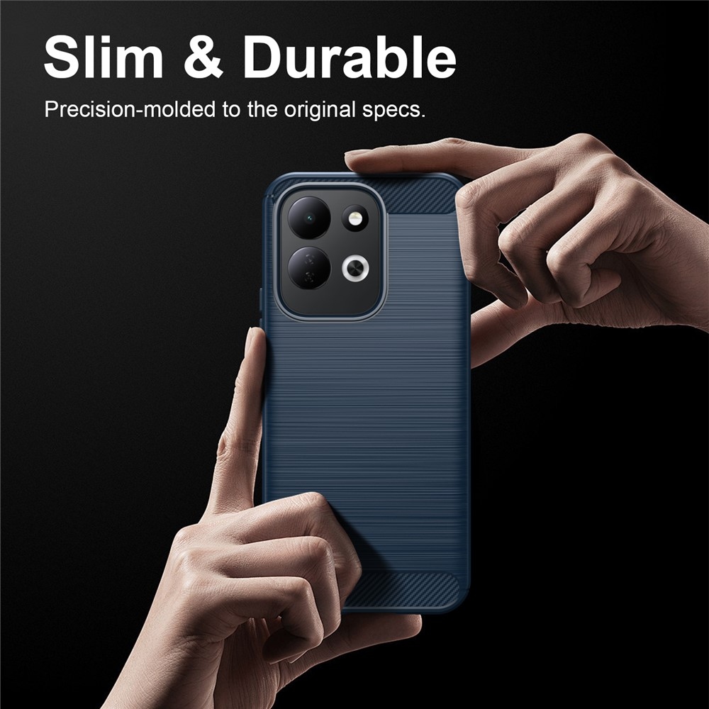 Karbonhatású, strapabíró gél tok a Xiaomi Redmi 17 4G/5G-hez – kék