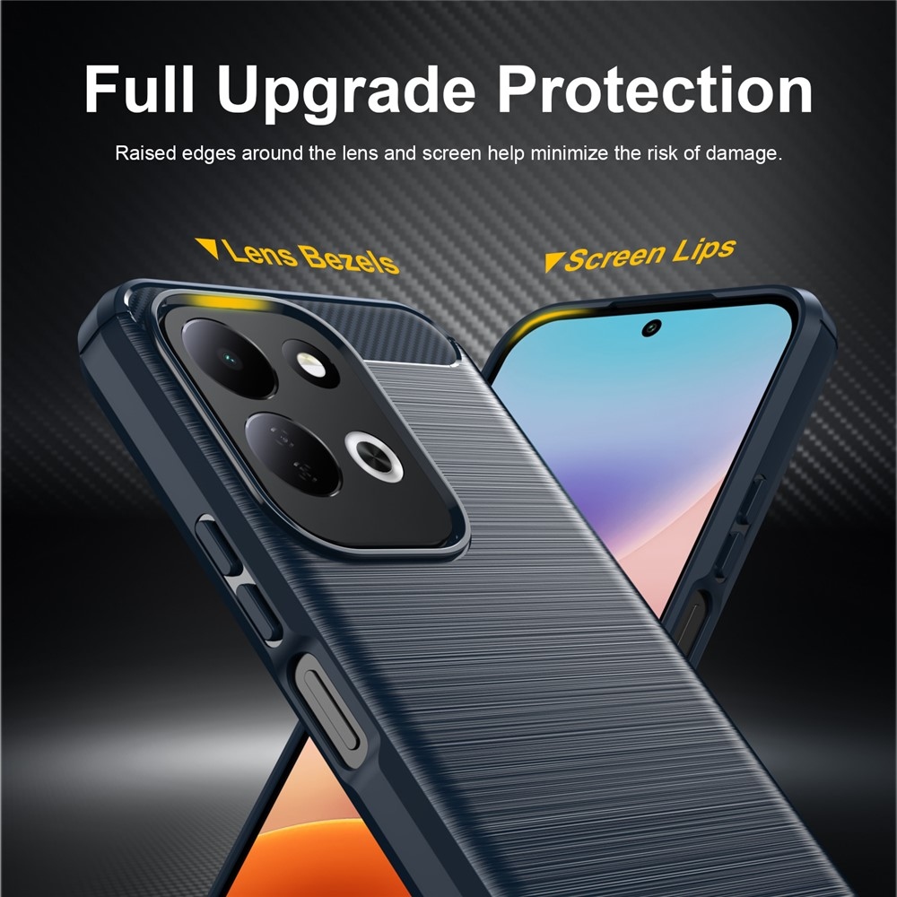 Karbonhatású, strapabíró gél tok a Xiaomi Redmi 17 4G/5G-hez – kék