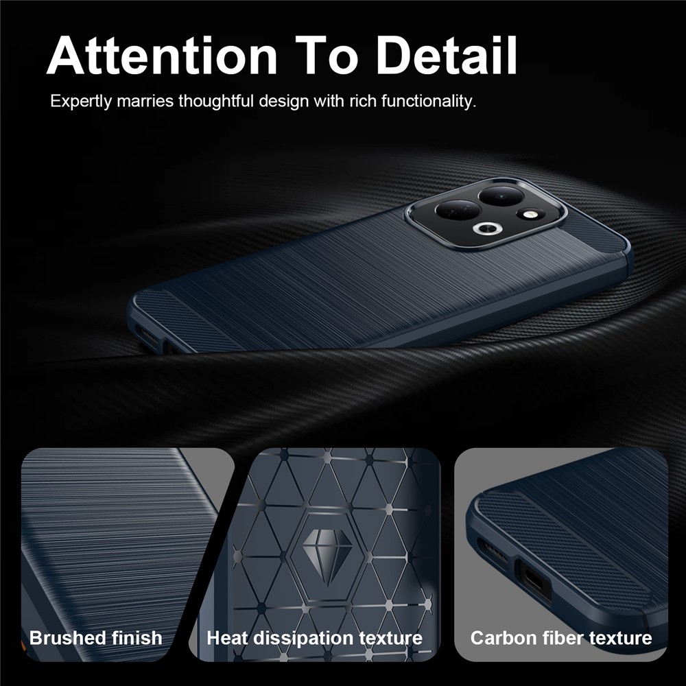 Karbonhatású, strapabíró gél tok a Xiaomi Redmi 17 4G/5G-hez – kék