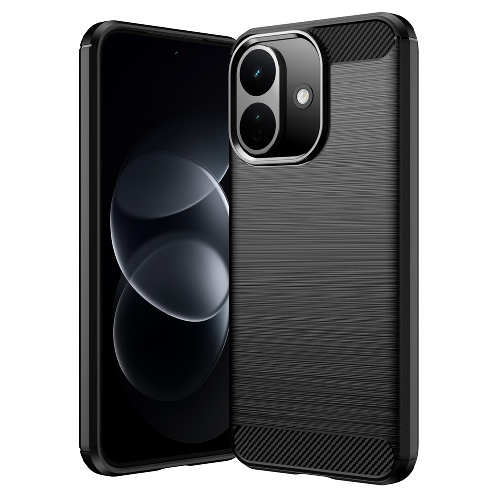 Karbonhatású, strapabíró gél tok a Xiaomi Redmi Note 17 Pro 5G-hez – fekete