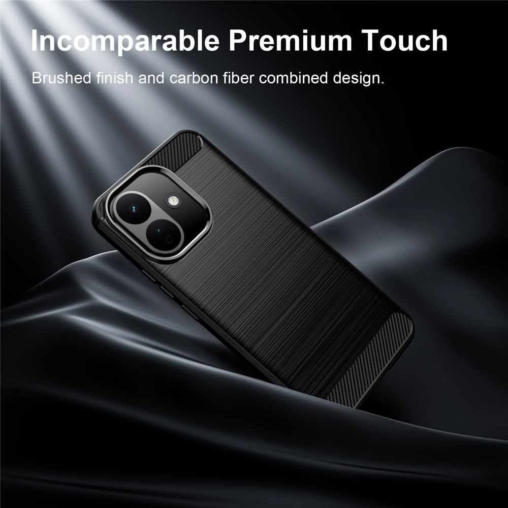 Karbonhatású, strapabíró gél tok a Xiaomi Redmi Note 17 Pro 5G-hez – fekete