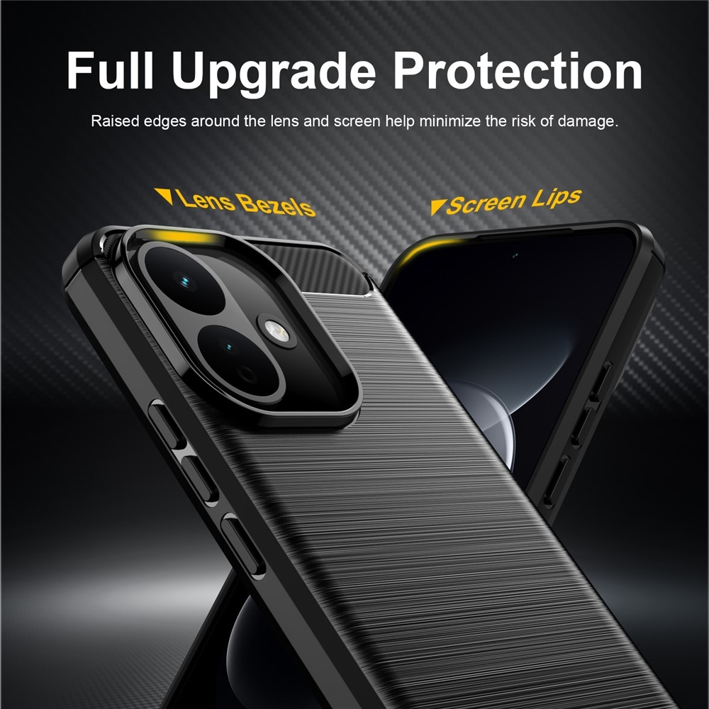 Karbonhatású, strapabíró gél tok a Xiaomi Redmi Note 17 Pro 5G-hez – fekete