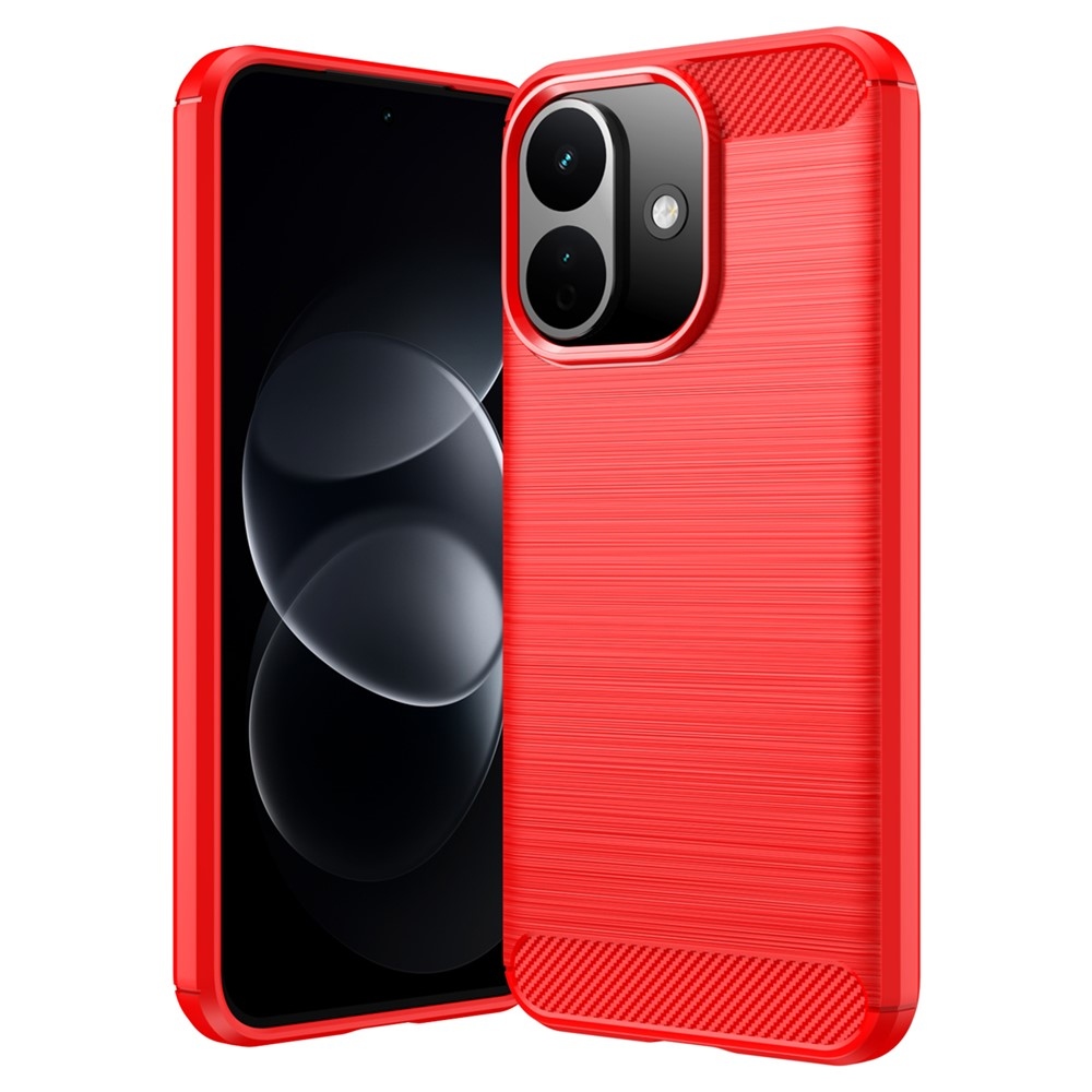Karbonhatású, strapabíró gél tok a Xiaomi Redmi Note 17 Pro 5G-hez – piros