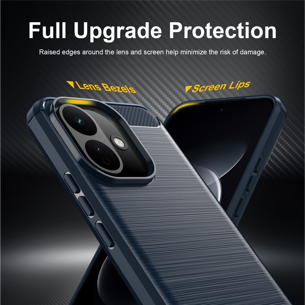 Karbonhatású, strapabíró gél tok a Xiaomi Redmi Note 17 Pro 5G-hez – kék