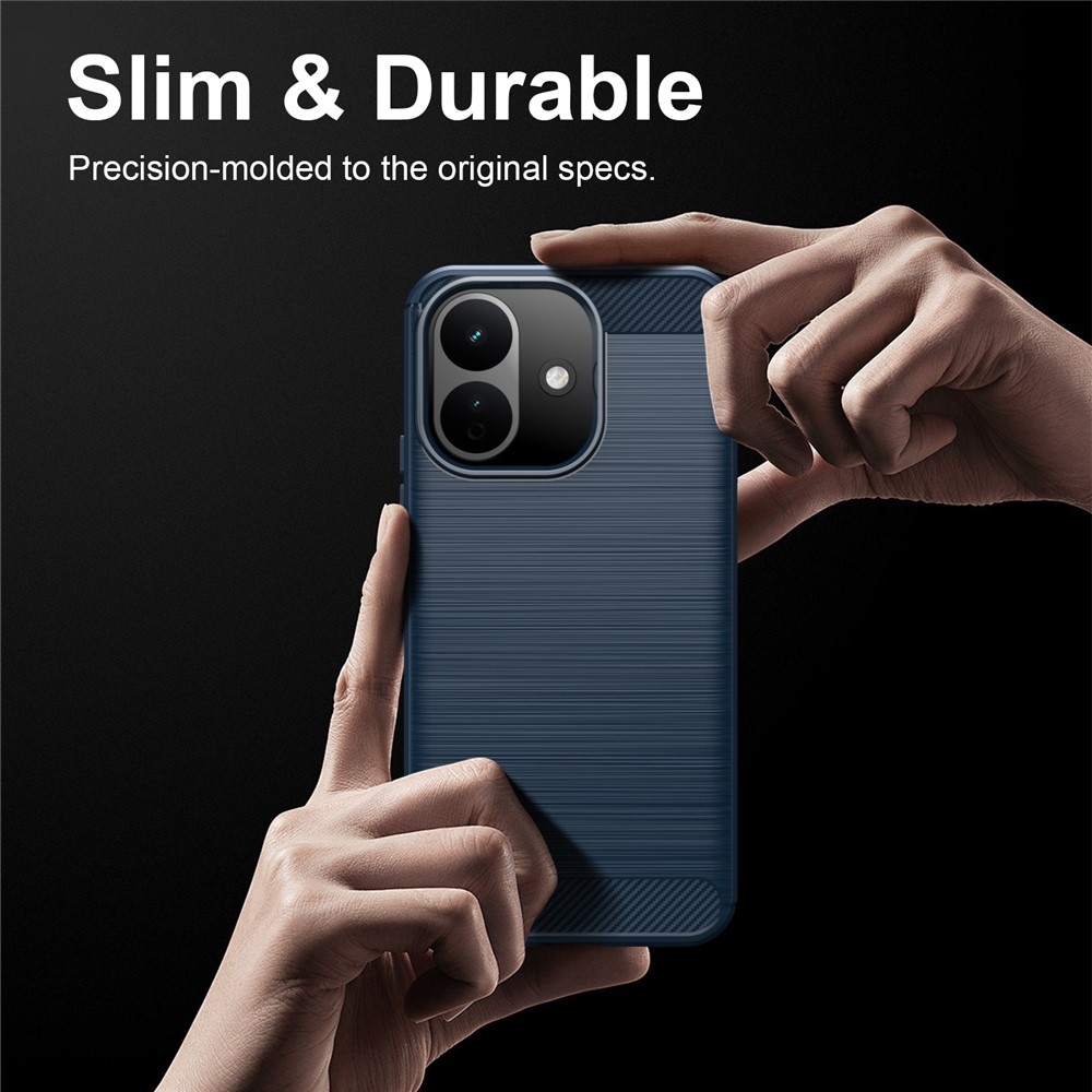 Karbonhatású, strapabíró gél tok a Xiaomi Redmi Note 17 Pro 5G-hez – kék