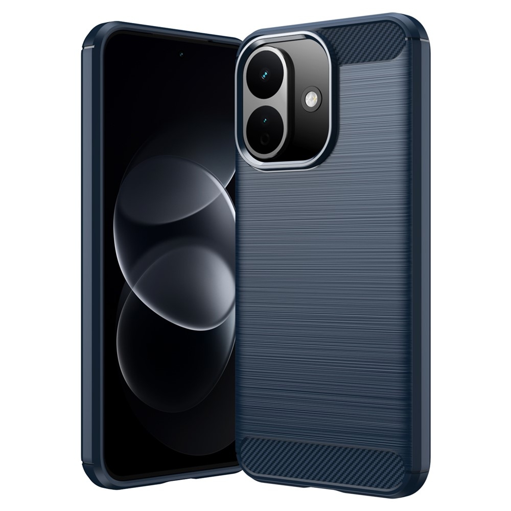 Karbonhatású, strapabíró gél tok a Xiaomi Redmi Note 17 Pro 5G-hez – kék