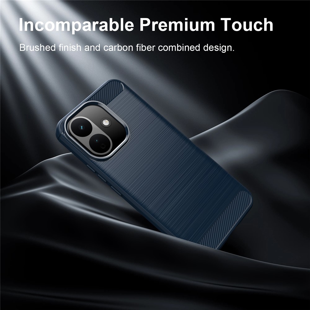 Karbonhatású, strapabíró gél tok a Xiaomi Redmi Note 17 Pro 5G-hez – kék
