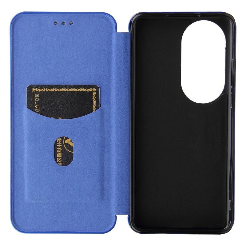 Szénszálas pénztárca tok a Huawei P50 Pro-hoz - kék