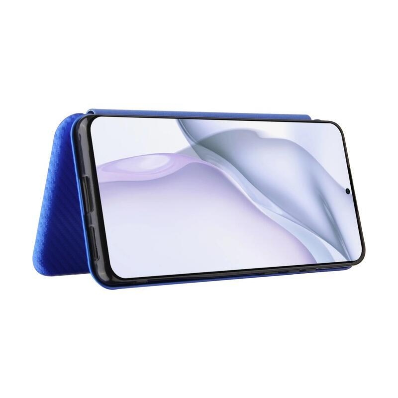 Szénszálas pénztárca tok a Huawei P50 Pro-hoz - kék
