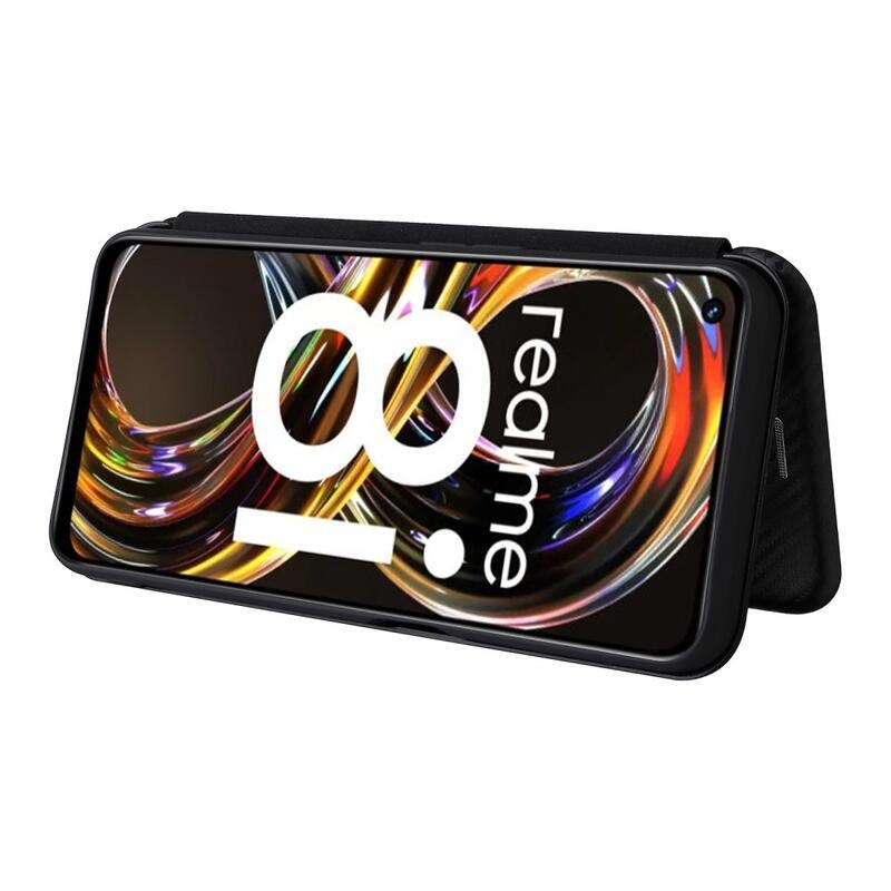 Szénszálas pénztárca tok a Realme 8i készülékhez - fekete