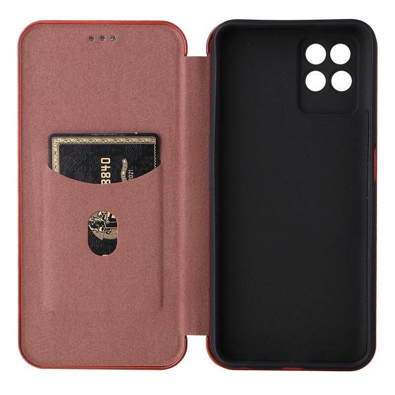 Szénszálas pénztárca tok Realme 8i - narancssárga