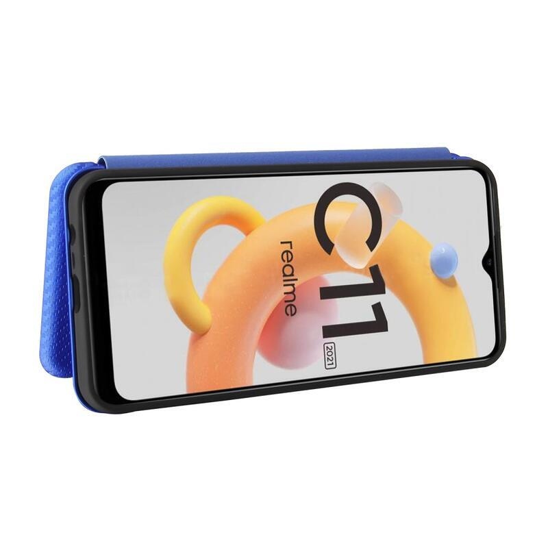 Szénszálas pénztárca tok Realme C11 (2021) - kék