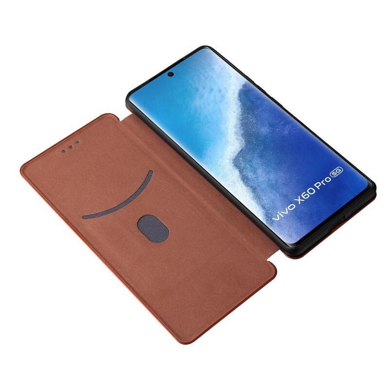 Szénszálas pénztárca tok Vivo X60 Pro 5G - narancssárga