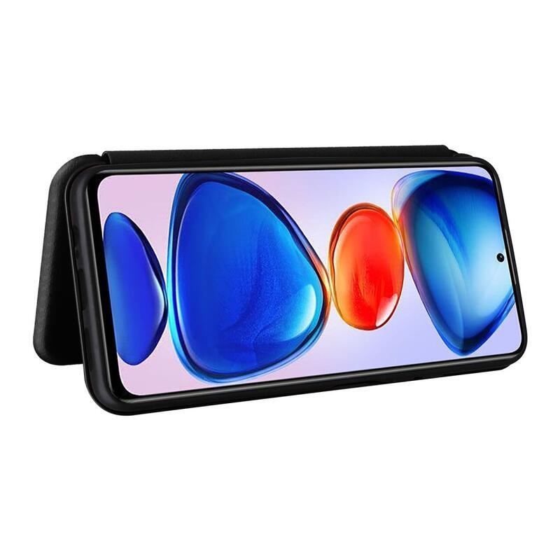 Szénszálas pénztárca tok Xiaomi Poco M4 Pro 5G/Redmi Note 11S 5G - fekete