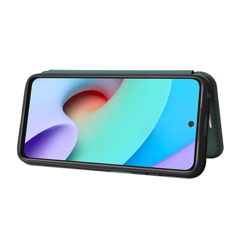 Szénszálas pénztárca tok Xiaomi Redmi 10/Redmi 10 (2022) - zöld
