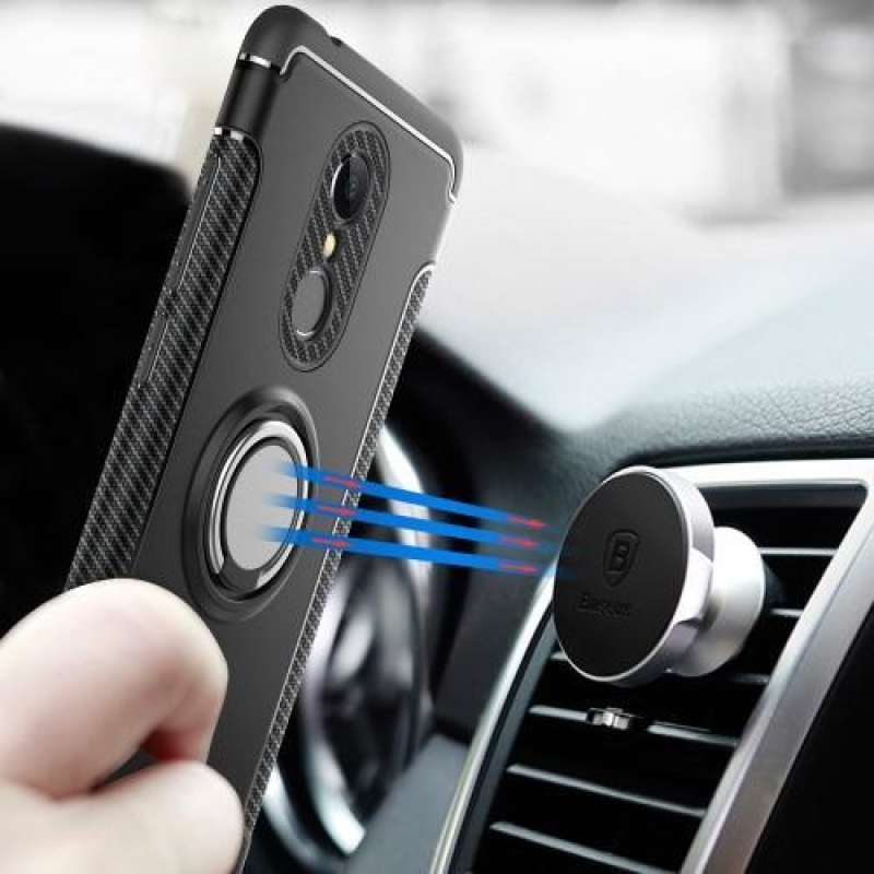 Szénszálas textúrájú hibrid tok Xiaomi Redmi 5 készülékhez - ezüst színű