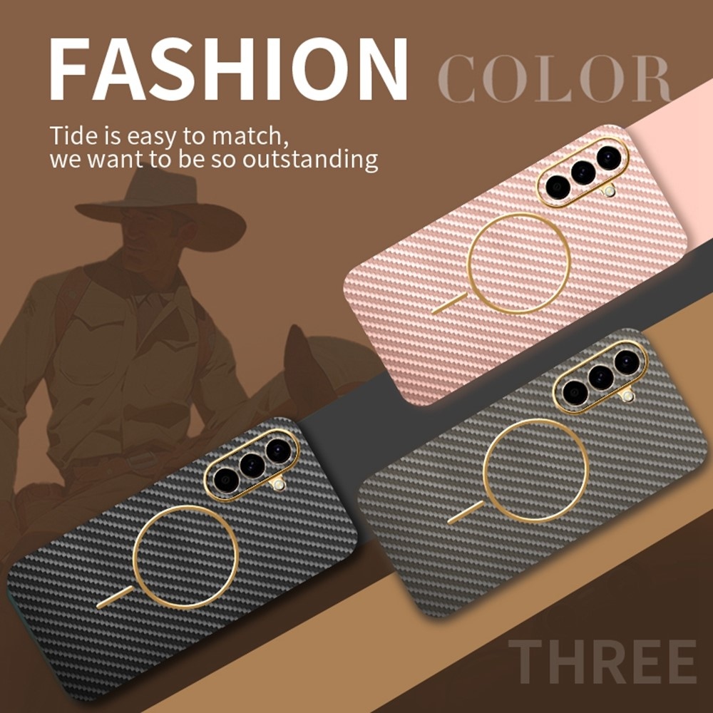 Karbon zselés tok MagSafe-val Samsung Galaxy A57 5G-hez - fekete