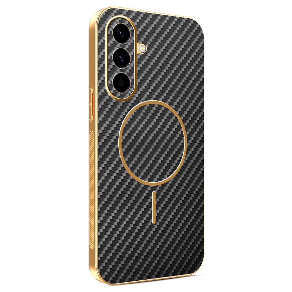 Karbon zselés tok MagSafe-val Samsung Galaxy A57 5G-hez - fekete