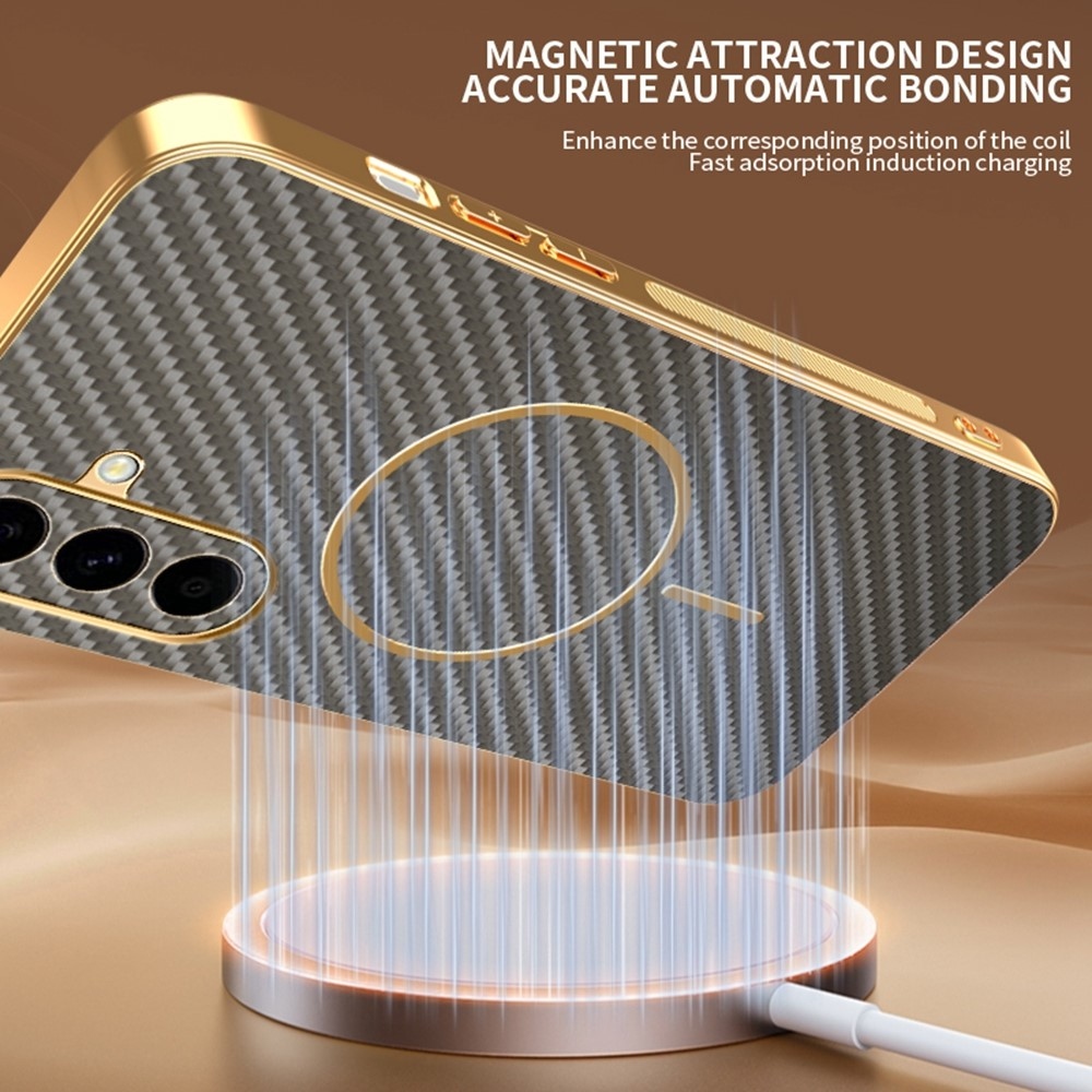 Karbon zselés tok MagSafe-val a Samsung Galaxy A57 5G készülékhez - barna