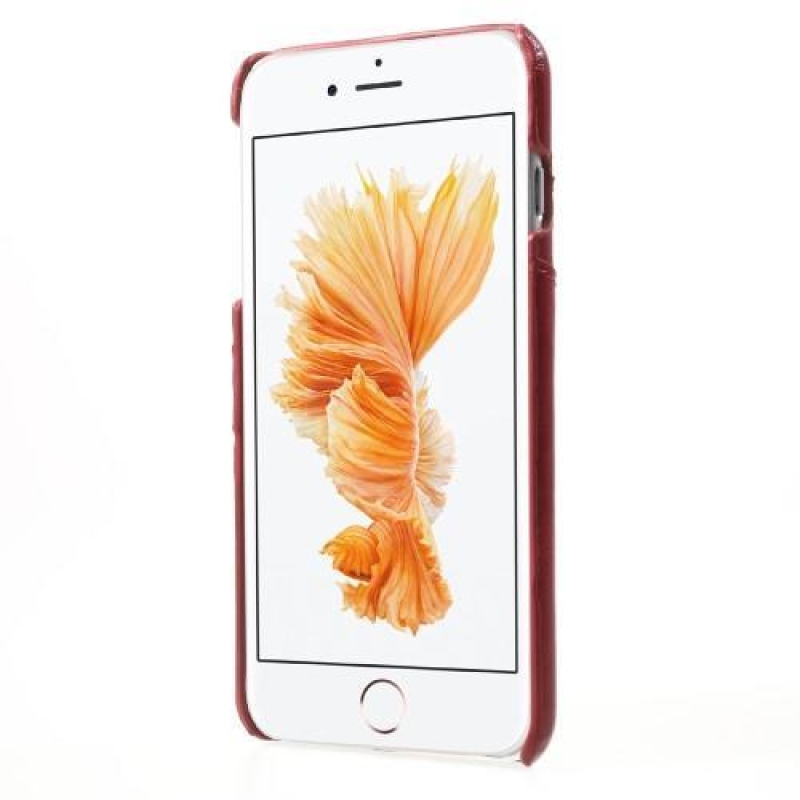 Kártyás műanyag tok PU bőr hátlappal és rekesszel iPhone 6s Plus és 6 Plus készülékhez - piros színű