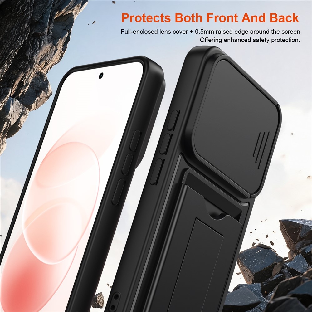 Cards strapabíró tok kártyatartóval a Xiaomi Redmi Note 17 Pro 5G mobiltelefonhoz – fekete