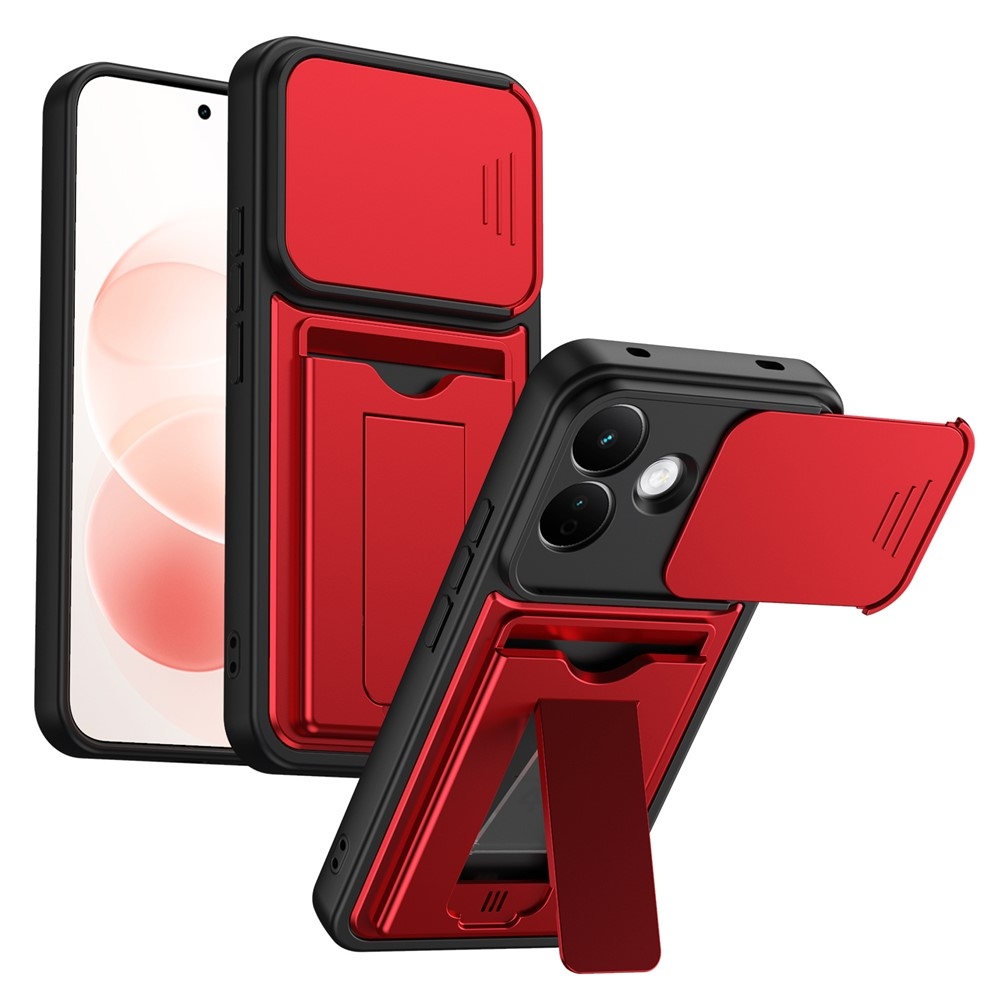 Cards strapabíró tok kártyatartóval a Xiaomi Redmi Note 17 Pro 5G mobiltelefonhoz – piros