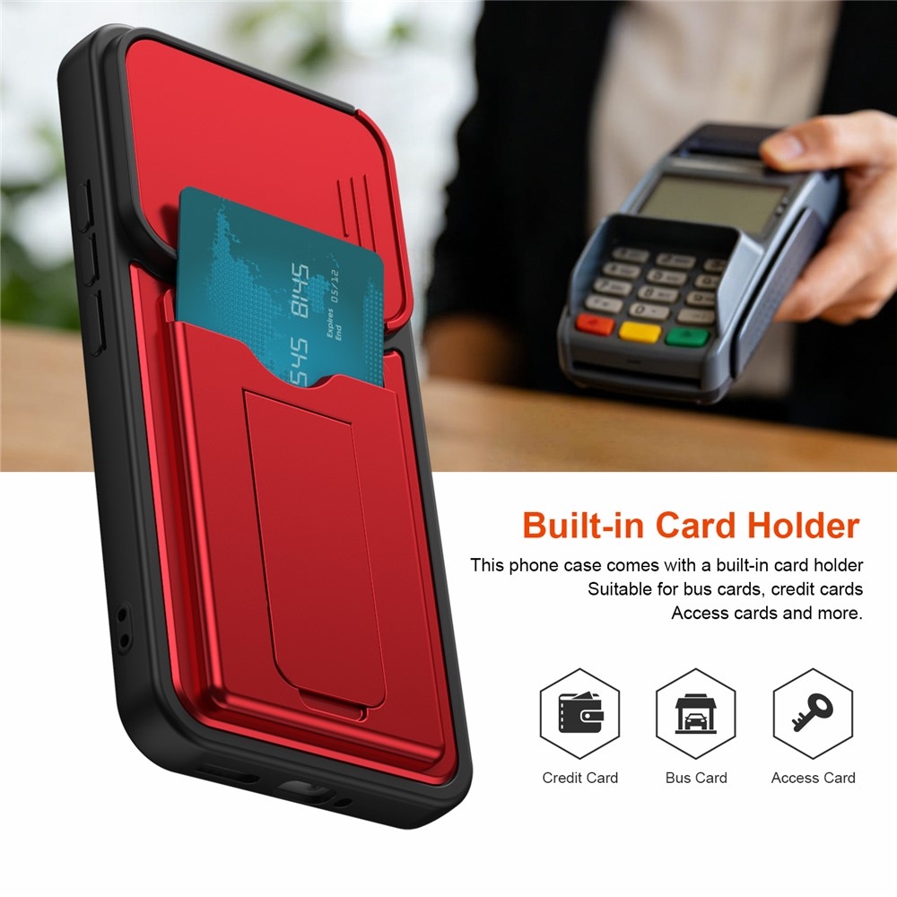 Cards strapabíró tok kártyatartóval a Xiaomi Redmi Note 17 Pro 5G mobiltelefonhoz – piros