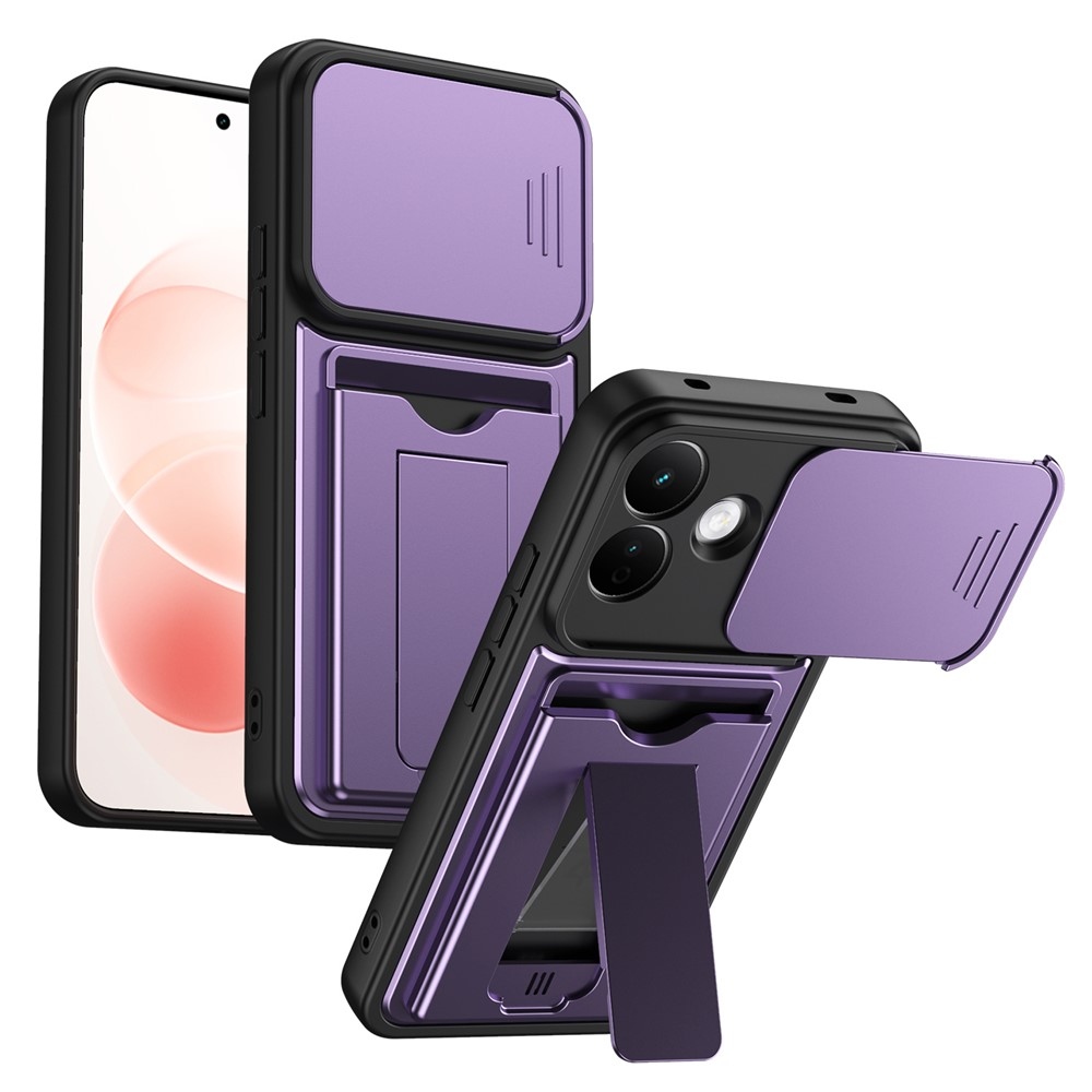 Cards strapabíró tok kártyatartóval a Xiaomi Redmi Note 17 Pro 5G mobiltelefonhoz – lila