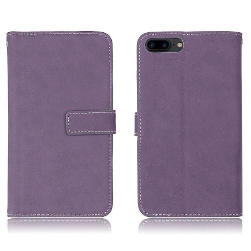 Kártyák PU bőr tok kilenc rekesszel iPhone 7 Plus és 8 Plus készülékhez - lila