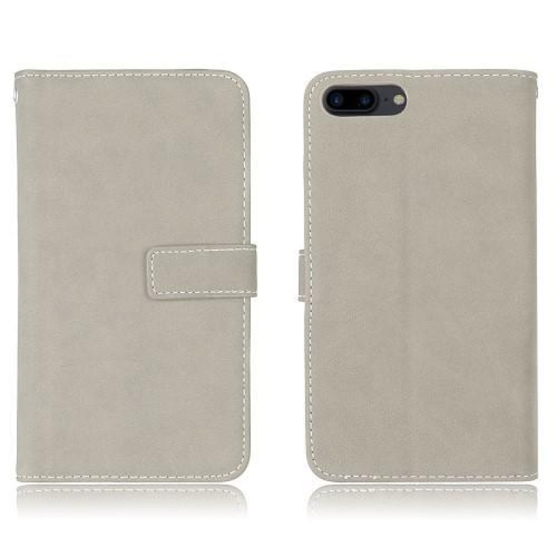 Kártyák PU bőr tok kilenc rekesszel iPhone 7 Plus és 8 Plus készülékhez - szürke