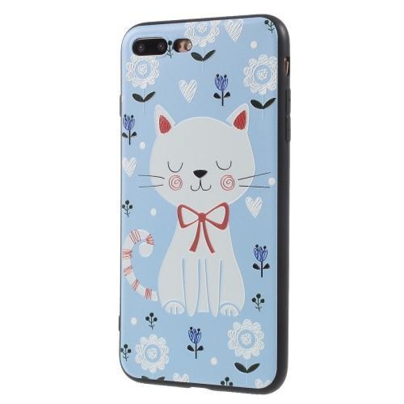 Cartoo zselés tok motívummal iPhone 8 Plus és 7 Plus készülékhez - fehér macska