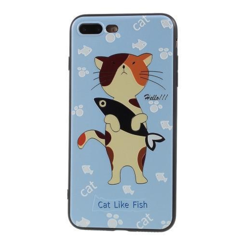 Cartoo zselés tok motívummal iPhone 8 Plus és 7 Plus készülékhez - macska és hal